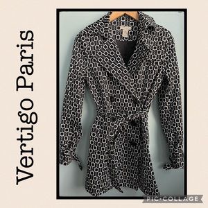 Vertigo Paris Geometric Pattern Fully Lined Belted Jacket Size S